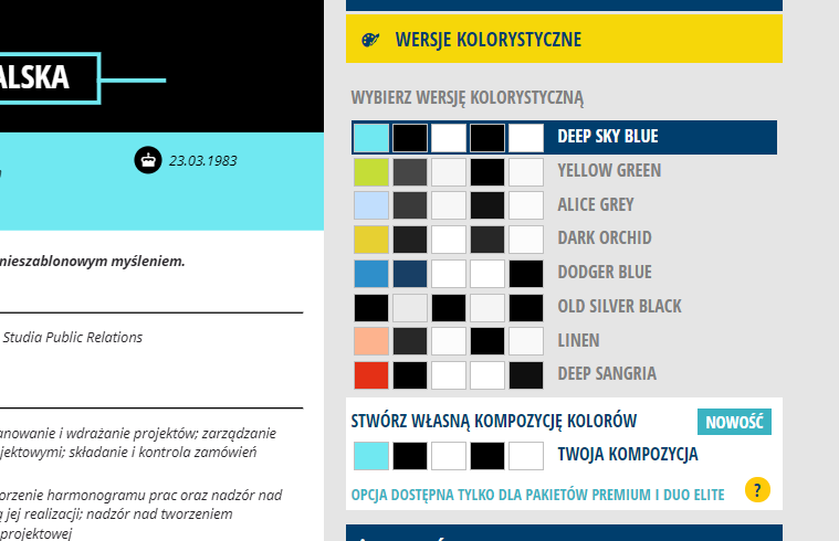 kolory w cv online