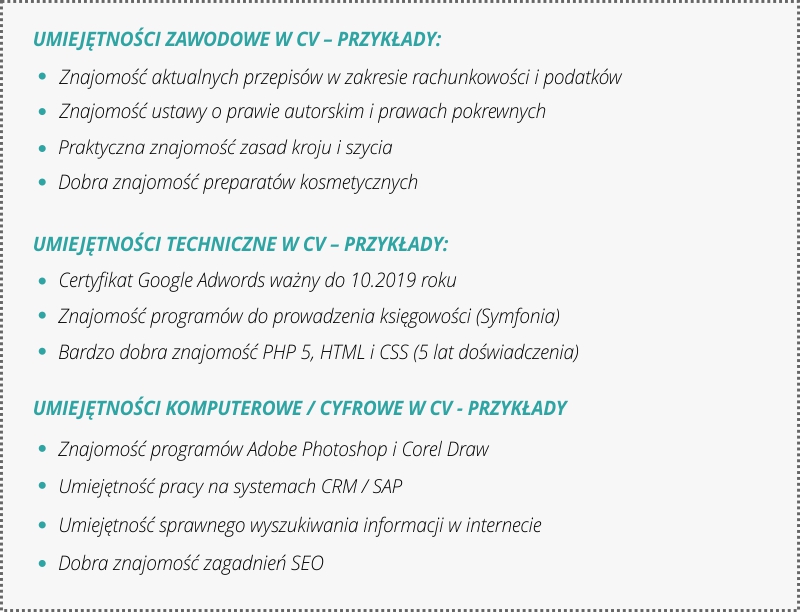 umiejetnosci w cv