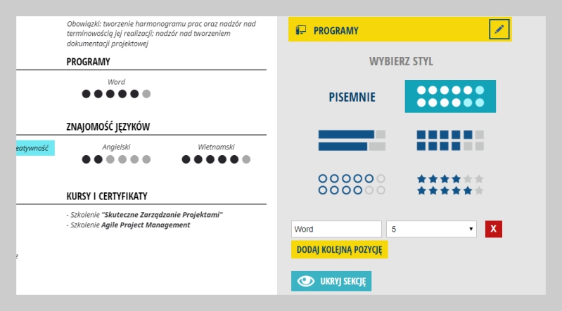 programy w cv
