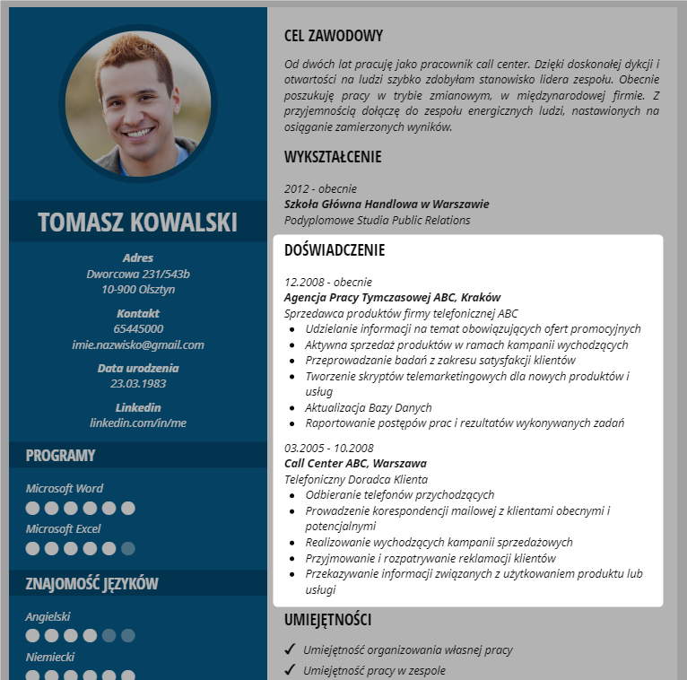 cv telemarketera