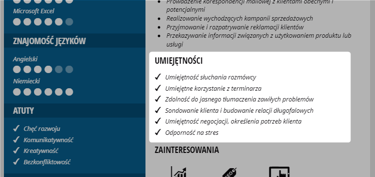 wzor cv call center