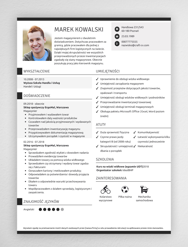 cv magazyniera