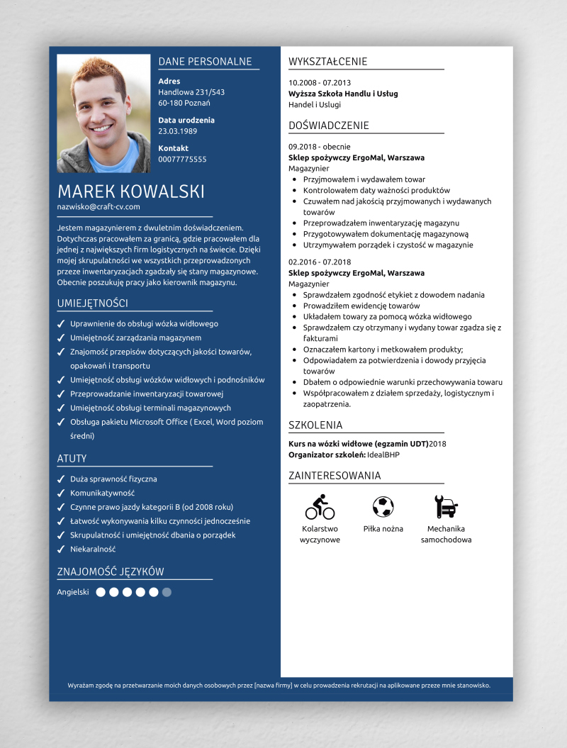 magazynier cv
