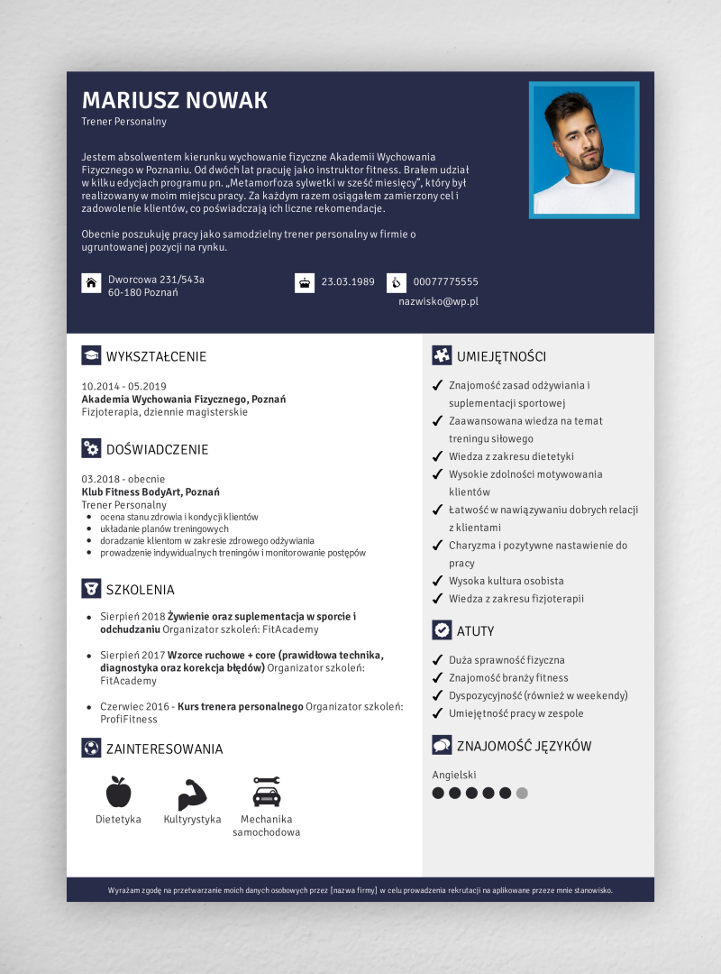 cv instruktora fitness