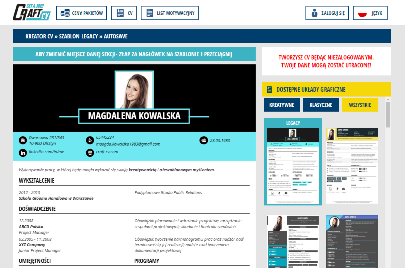 kreator cv oryginalne cv
